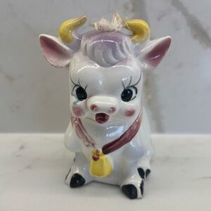 Vintage Elsie the Purple Cow Ceramic Sugar Bowl Sugar Bowl with Bow Ribbon MCM